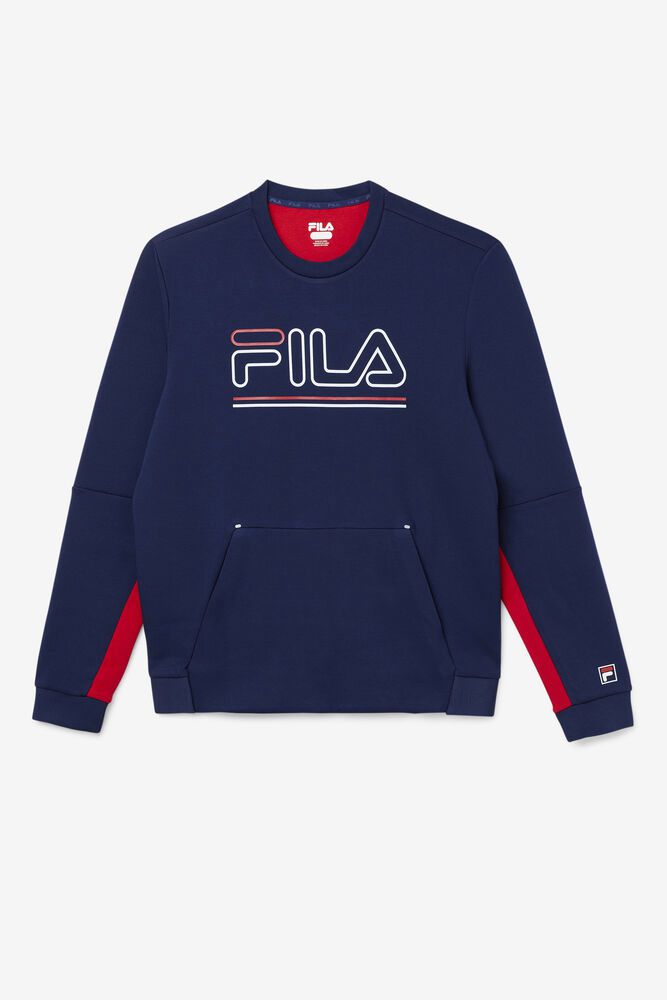 Fila Sweatshirt Mens Navy - Dooley Tech Crew - Philippines 6845730-QT